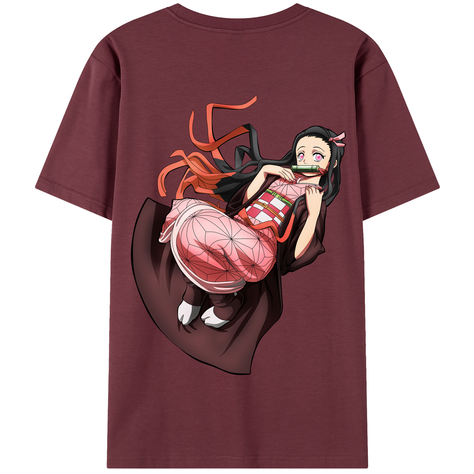 （画像用） 鬼滅の刃（きめつのやいば）竈門 禰󠄀豆子／かまど ねずこ Kamado Nezuko 綿100％半袖Tシャツ（背面プリント）